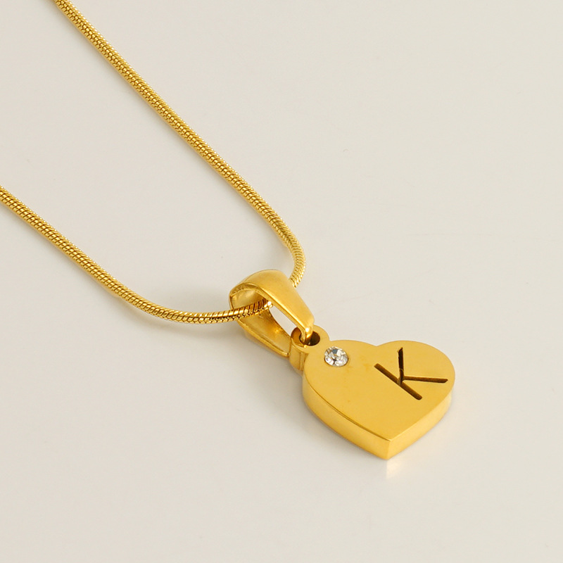 Gold / 1 Piece Simple Series Simple Letter K Stainless Steel 18K Gold Plated Rhinestone Unisex Pendant Necklaces Picture11